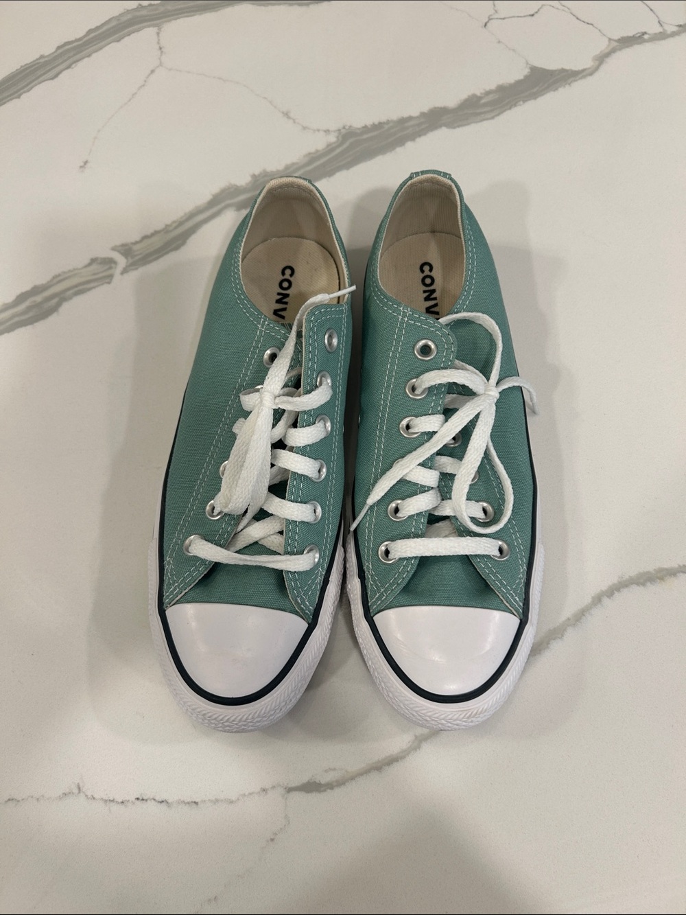Converse Low Top Sneakers in Teal with White Accents